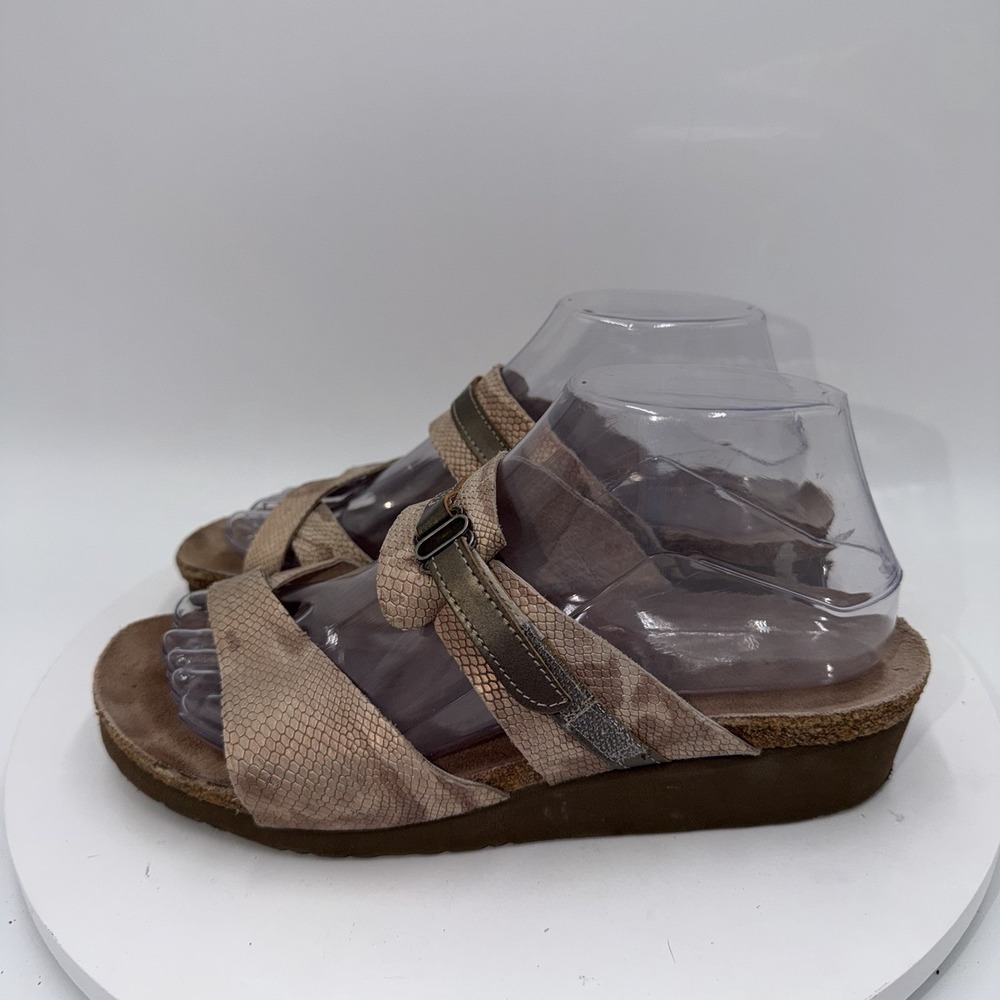 NAOT Women Jessica Wedge Toe Loop Sandals Size 39 EU /‎ 8 US Brown Leather